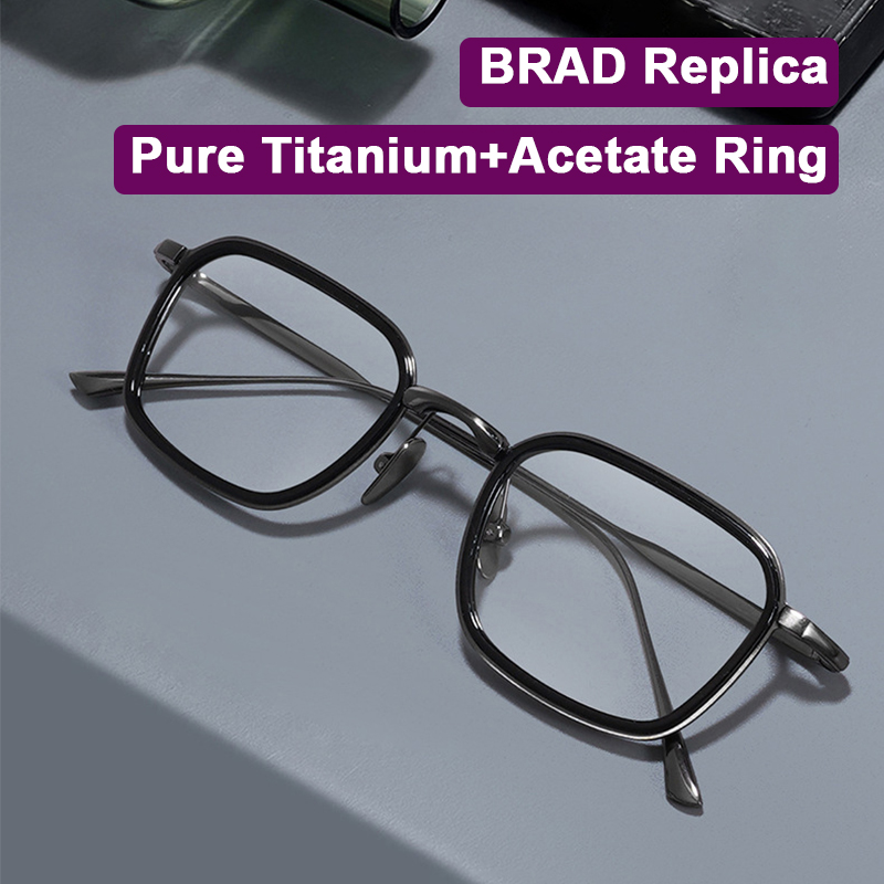 Men Accessories Brand - ญี่ปุ่นแบรนด์หรูแบบจําลองไทเทเนียมบริสุทธิ์ + Acetate แหวนธุรกิจกรอบแว่นตาผู้ชายผู้หญิง Ultra-Light Classic
