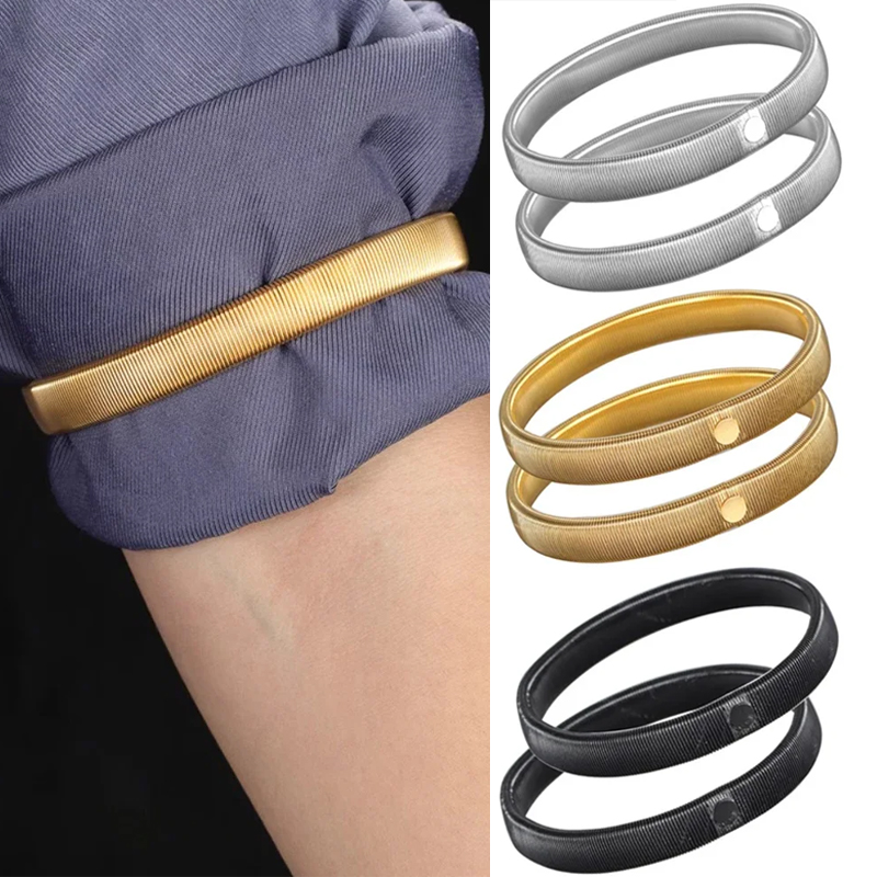 Men'S Accessories Clothing - ที่รัดแขนเสื้อยืดแบบยืดหยุ่น 2 ชิ้น, ที่รัดแขนโลหะสำหรับผู้ชายและผู้หญิง, สายรัดเสื้อปรับได้, อุปกรณ์เสริมเสื้อผ้า