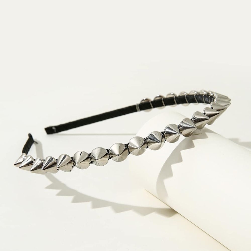 Men Accessories In Silver - ที่คาดผมโลหะแบบพังก์ ประดับหมุดสีเงิน สไตล์โกธิค สำหรับผู้หญิงและผู้ชาย