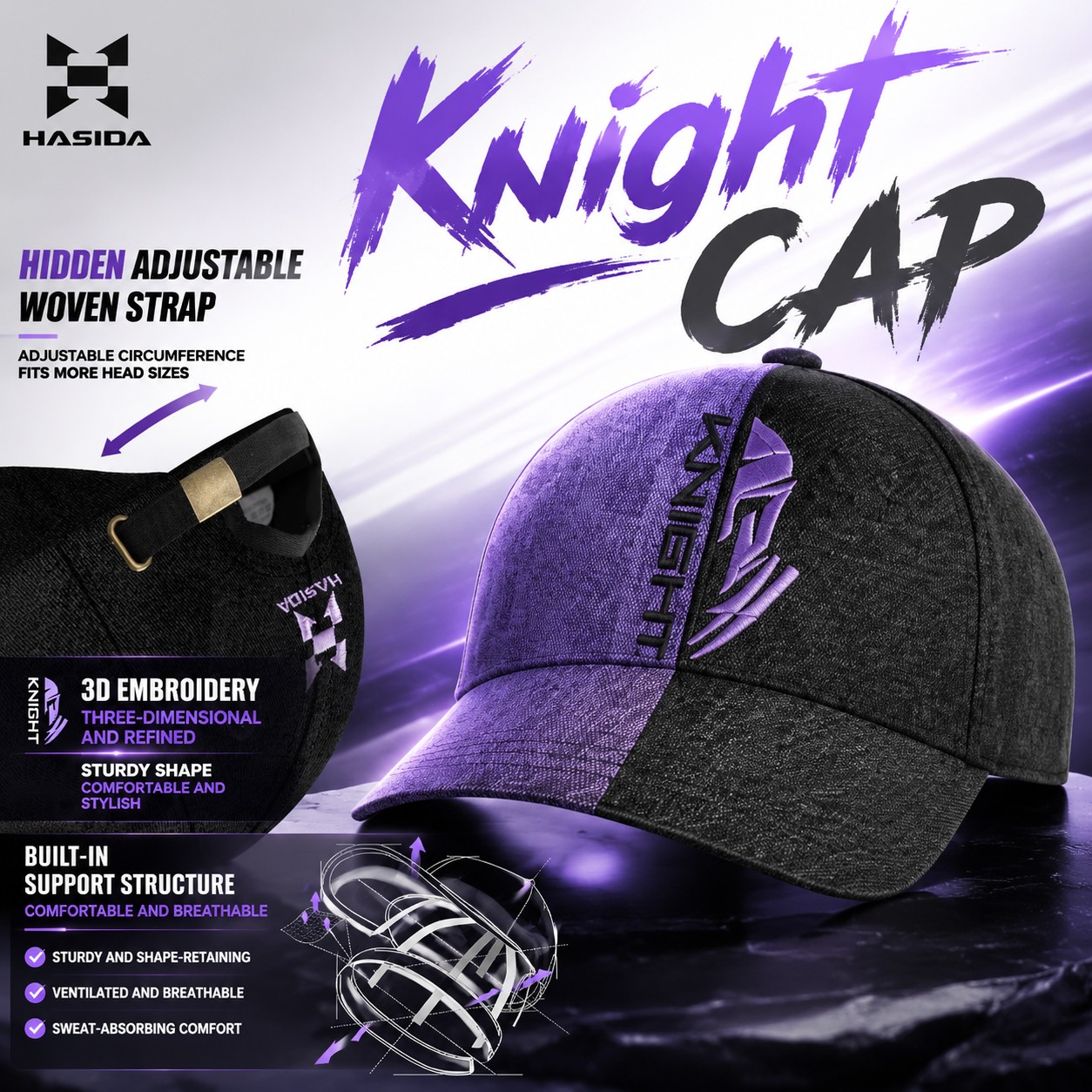 Men Accessories Brand - หมวกแก๊ป HASIDA Knight รุ่น Co-branded ผ้าฝ้าย
