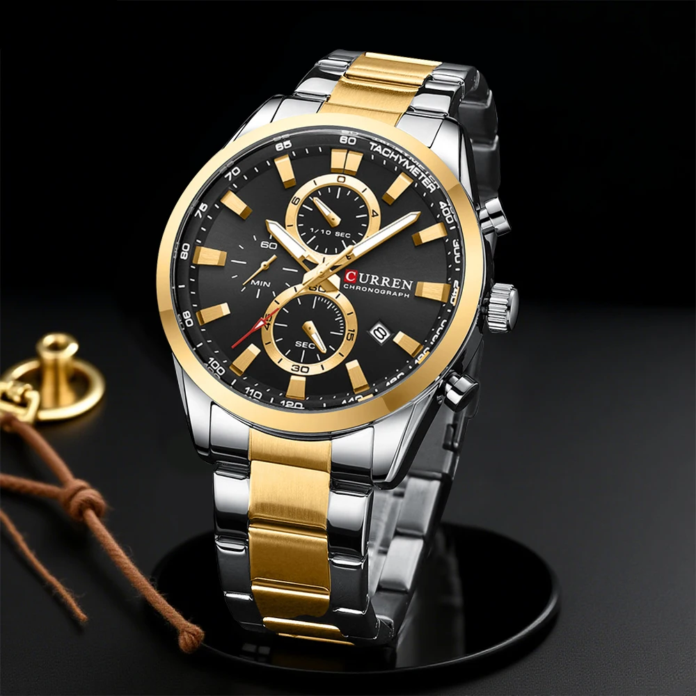 Young Men'S Accessories - CURREN ลำลองควอตซ์โครโนสปอร์ตนาฬิกาแบรนด์สำหรับผู้ชายสร้อยข้อมือสแตนเลสมัลติฟังก์ชั่นหน้าปัด 2023 นาฬิกาข้อมือวันที่