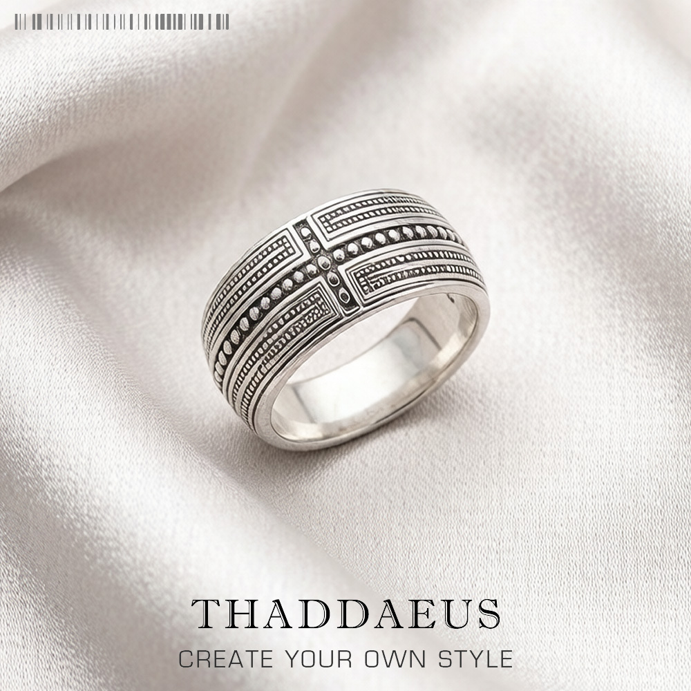 Men Accessories Brand - วงแหวนข้ามยี่ห้อใหม่ยุโรปสไตล์ Vintage แฟชั่นเครื่องประดับสำหรับผู้หญิงของขวัญ925เงินสเตอร์ลิง