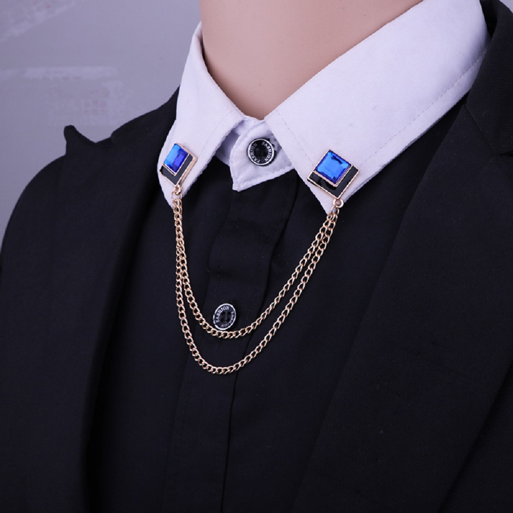 Men'S Accessories Clothing - เข็มกลัดปกเสื้อแบบโซ่คริสตัล, เข็มกลัดปกเสื้อทรงสี่เหลี่ยม, เข็มกลัดแฟชั่นสำหรับเสื้อผ้าผู้หญิงและผู้ชาย, อุปกรณ์เสริม 1 ชิ้น