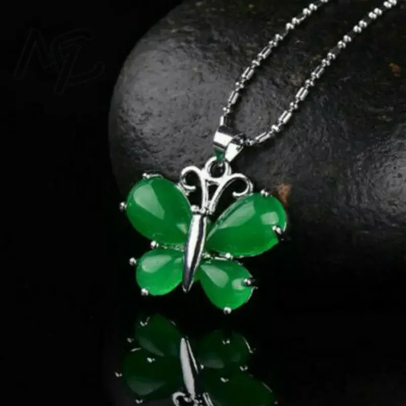 จี้สร้อยคอรูปผีเสื้อหยกเขียวเง - Men Accessories In Silver บทวิจารณ์และราคา