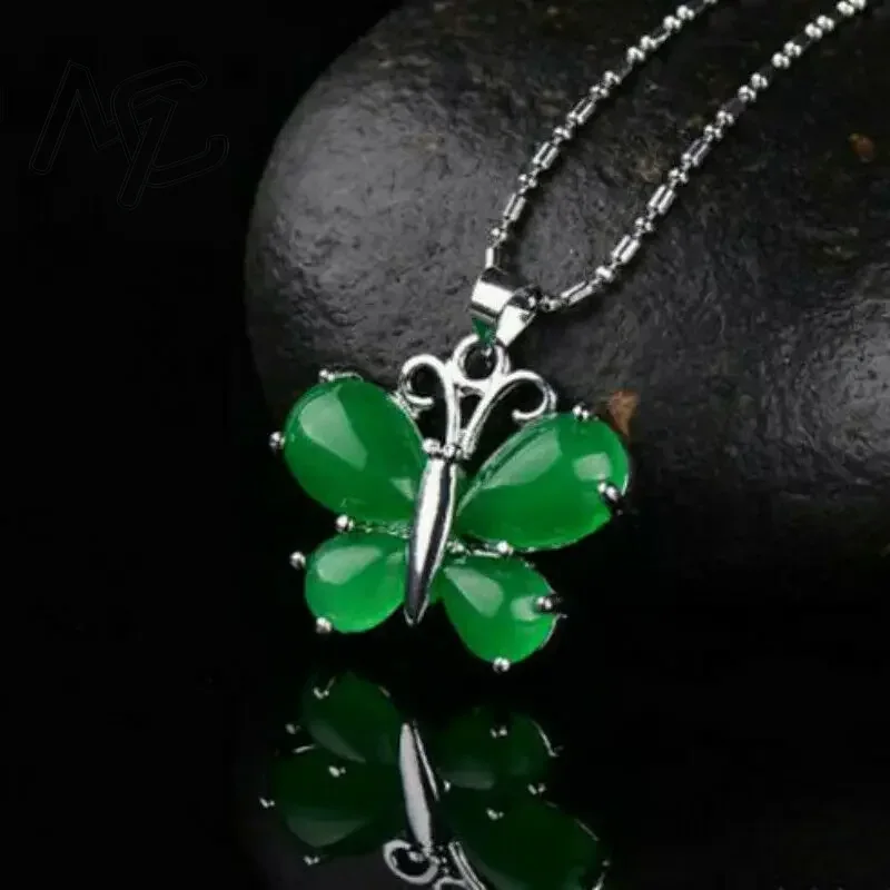 จี้สร้อยคอรูปผีเสื้อหยกเขียวเง - Men Accessories In Silver บทวิจารณ์และราคา