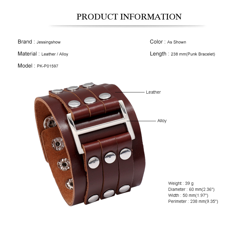 กำไลข้อมือหนังวัวสไตล์พังก์วิน - Men Accessories Pk บทวิจารณ์และราคา